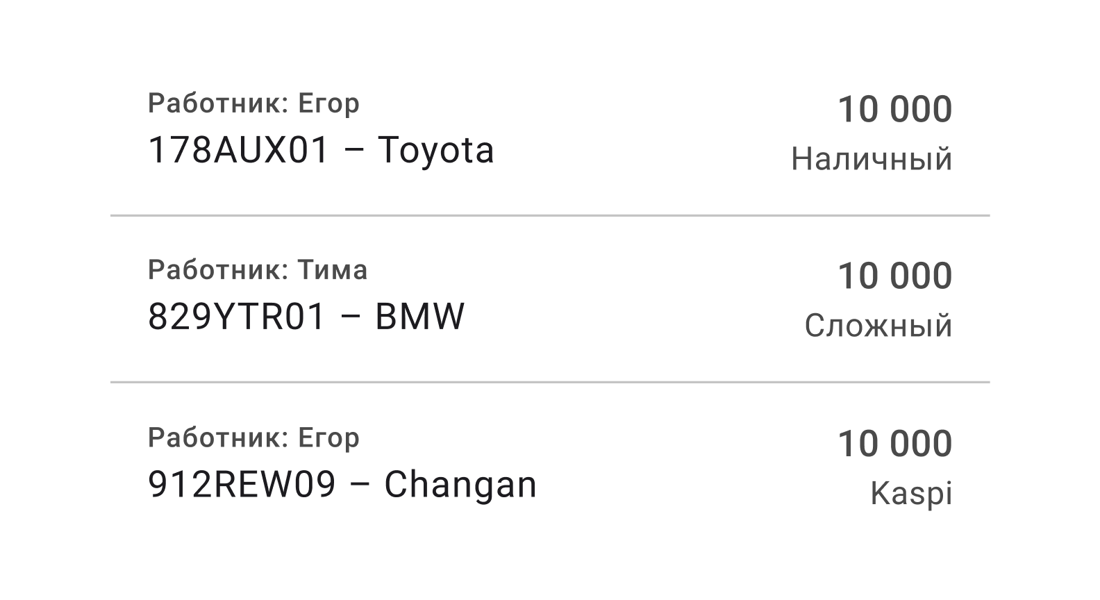 Скриншот: история визитов и оплат в CRM системе